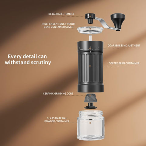 Portable Coffee Grinder With 40 External Grind Settings Ceramic Conical Burrs 25g Capacity Double Bearing For Espresso French Press And Pour Over External Adjustment For Precise Coarseness Pro Grade Barista Ready