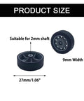 DIY RC Car Wheel Kit With 30 Rubber Toy Wheels And 15 Metal Shafts Includes 27mm Diameter 9mm Wide Wheels; shaft hole 2mm