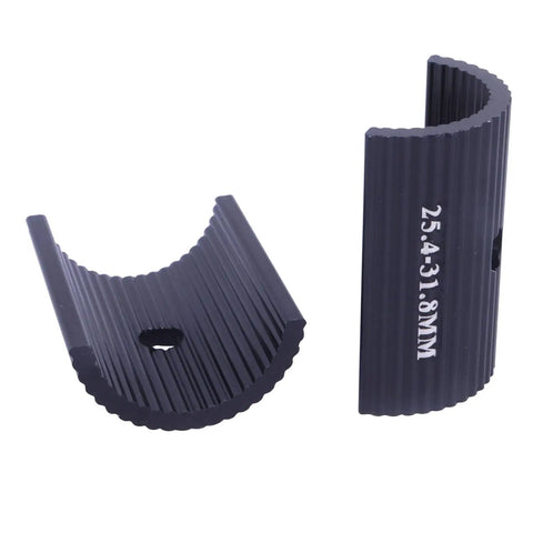 1 Pair Aluminum Alloy Bike Handlebar Stem Adapter 25.4mm To 31.8mm Conversion Shim Black Easy Install For Upgrading 25.4mm Handlebars To 31.8mm Stems Includes 2 Adapters For Road And Mountain Bikes shown from side