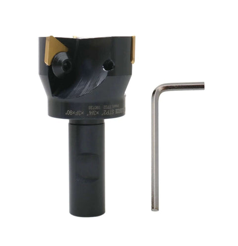 Accusize indexable end mill, 2-inch diameter, 3/4-inch straight shank, includes 3 TPG32 carbide inserts and hex key