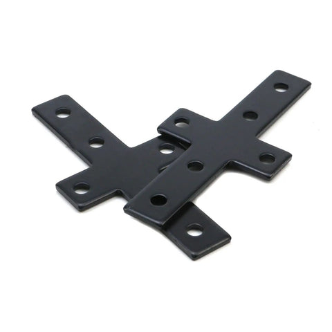 Beefy Cross Mending Plate Set Heavy Duty 2mm Carbon Steel Repair Brackets For Wood Furniture And Outdoor Structures Black Reinforcement Plates With Screws 3.94 X 1.89 X 0.63 Inches