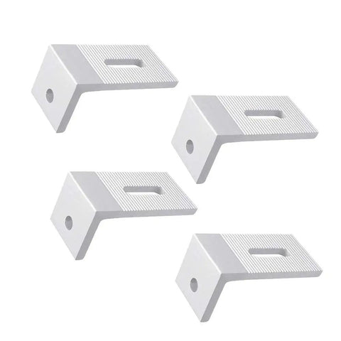 90 Degree Solar Panel Mounting L Bracket For RVs, Boats, And Off Grid Roofs Aluminum Alloy Silver Finish 4 pieces angled view