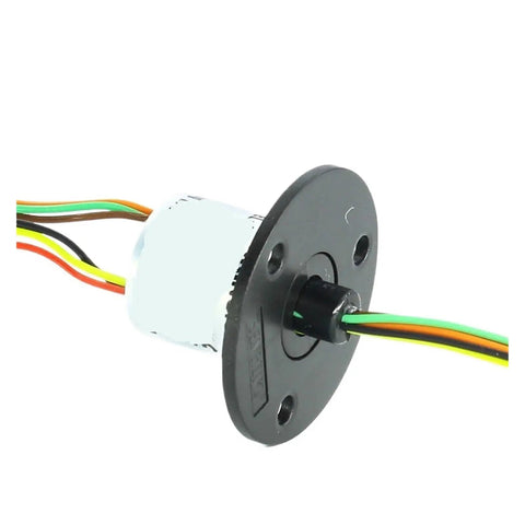 360 Degree Capsule Slip Ring Kit, 12.5mm Diameter, 6-Channel, 1.5A Per Channel, Gold Contact Points For Smooth, Rock-Solid Power And Signal Transfer, A No-Brainer For Cameras, Robotics, Test Equipment, And Rotating Platforms mounted with multicolor wires