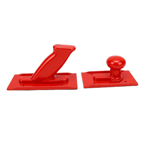 Red ergonomic Safety Table Saw Push Block Set 2 Pack for Woodworking with Rounded Handle Angled Grip for Router Table Jointer.