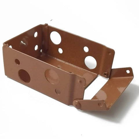 Brown metal bracket similar to Six Pack Two And A Half Inch Blind Brackets Low Profile Box Mounting Brackets For Window Blinds White Durable Metal