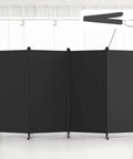 4 Panel Room Divider Privacy Screen Folding 6Ft Tall Freestanding Portable Wall Divider For Room Separation Includes Cover Strips Black 136W X 71H Durable Finish in indoor setting