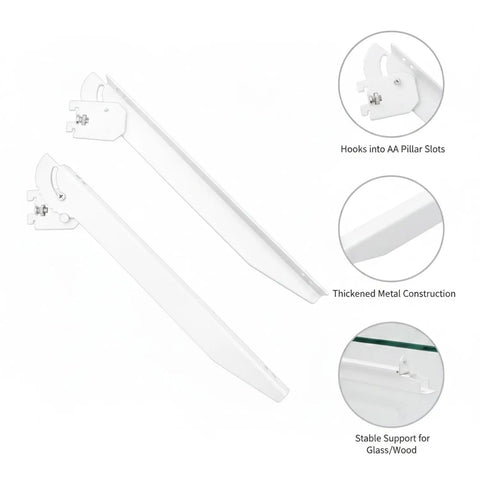 Adjustable Metal Shelf Bracket For Retail Displays And Modular Shelving Fits Standard AA Pillar Slots built tough and thickened