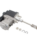 Side view of NewYall 1.4TSI turbo actuator; silver metal body, black electronic housing, long steel rod