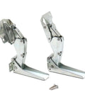 Integrated Fridge Door Hinge Set for Left and Right Doors, Hettich 5.0 41.5 Type, Heavy Duty Silver Finish, two hinges with screws visible.