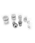 Ultra Precision ER AA High Performance Spring Collet Chuck For CNC Milling Routers Lathes, various sizes in clear containers.