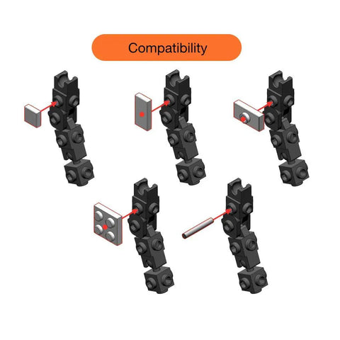 Compatibility chart for Pivot Link For Mecha Frame F506 Multi Angle Elbow And Knee Joints Slim Clip Design For Custom Mechs Flexible Low Profile Mechanisms Smooth Movement Plug And Play Ready 20 Pieces Bundle For Easy Build And Upgrade, black clip joint