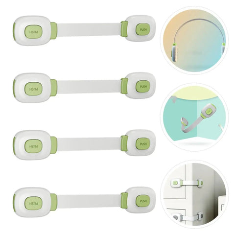 No Drill Kid Safe Cabinet Locks With Adhesive Backing 4 Pack One Hand Install For Cabinets Drawers Refrigerator And Doors