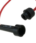 Dead Simple Heavy Duty 6 Circuit Inline Fuse Holder Box With Rock Solid Bakelite Block And Five Pack 6X30MM 1A Glass Fuse Set For Car Truck And Marine Wiring Mods close-up of red wire and fuse holder connection.