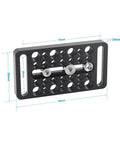 Universal Camera Cheese Plate Mounting Bracket With Quarter And Three Eighth Mounting Studs For Camera Cage Rock Solid Anodized Aluminum Build, 95mm x 50mm dimensions