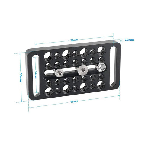 Universal Camera Cheese Plate Mounting Bracket With Quarter And Three Eighth Mounting Studs For Camera Cage Rock Solid Anodized Aluminum Build, 95mm x 50mm dimensions