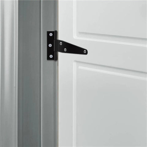 Six Pack Four Inch T Shaped Rust Proof Iron Light Shed Hinges For Doors And Cabinets Galvanized Built To Last Durable Black Finish