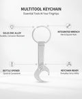 EDC Ready Zinc Alloy Multitool Keychain With Bottle Opener ultra compact silver pocket tool featuring wrench and polished finish