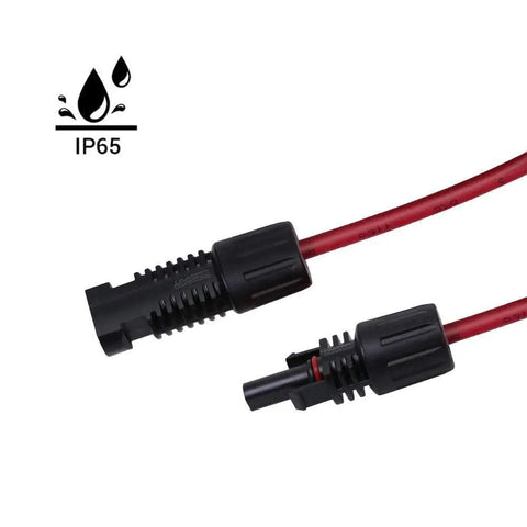 5-Foot 12 AWG Solar Panel Extension Cable With Male And Female Connectors, Red Wire, IP65 Waterproof Rating