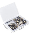Pro-Level Gear 64 Set Metal Button Studs With Screwback Design In 4 Sick Colors Including Antique Bronze Gunmetal Platinum And Gold For Serious Diy Projects Jewelry Making Leather Work Heavy Duty Steel Hardware That Hits Different in a clear storage box.