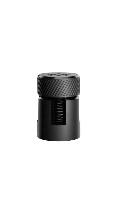 Black mini compression anchor for easy drill installed hangs, compact size for twinkle string lights, medium duty