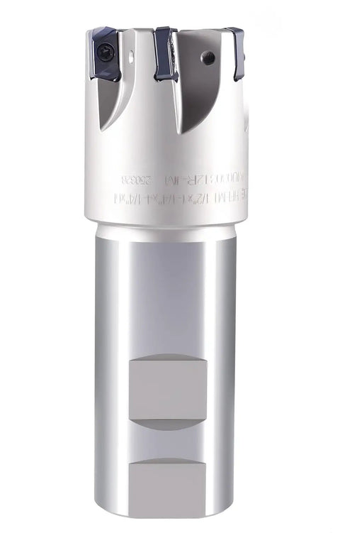 High Feed 1.5 Inch Indexable End Mill With 1.25 Inch Shank, 6 Flutes, TiAlN Carbide Coating, And LNMU030312R-JM Inserts
