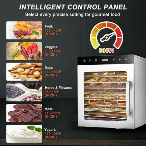 Intelligent control panel of Heavy Duty 10 Tray Electric Food Dehydrator With Stainless Steel Rack And Digital Timer.