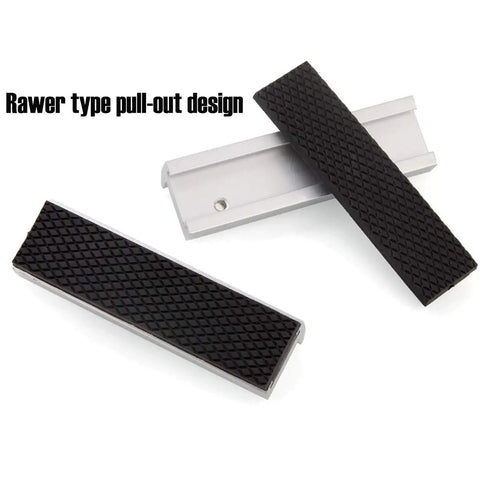 Pair Of Dead Nuts Secure 4 Inch Magnetic Soft Vise Jaw Pads Universal Rubber Protectors Heavy Duty Aluminum Base showing pull-out design.
