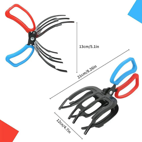 3 Claw Fish Gripper With No Slip Grip, Beefy Heavy Duty Metal Pliers For Catch And Release with dimensions shown