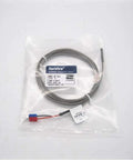 Stainless Steel K Type Thermocouple Probe With 2m Cable, 4x30mm Metal Head, Glass Braid Insulation, 0 To 600C Range in packaging.