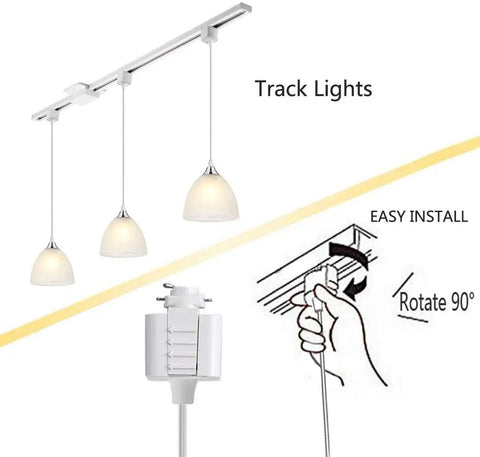 Three-Light H-Type Track Lighting Kit, Dimmable Track Mount Pendant Fixtures With Frosted White Glass Shade and easy install diagram