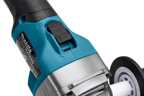 Close-up of the switch and body of the Badass Cordless Angle Grinder Kit Including Dual 40V Max Batteries And Smart Charger.