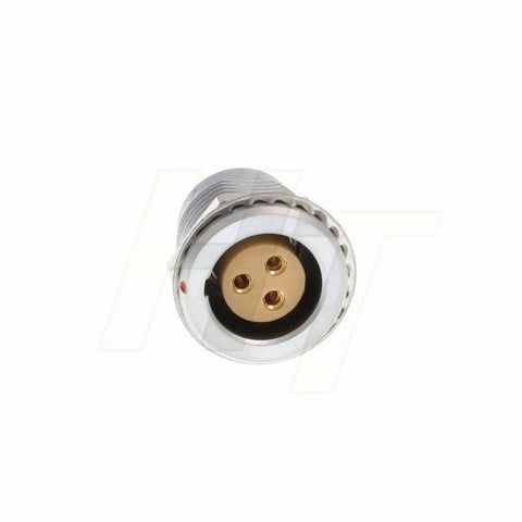 Egg CLL 3 Pin Circular Panel Mount Connector Push Pull Quick Lock Socket For Aviation, Medical, Test, Audio Video, Broadcasting, And Military Gear, Compatible With Lemo B Series And ODU L Series brass connector front view