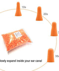 Bulk Foam Ear Plugs 500 Pairs With 32 dB Noise Reduction showing expansion over time