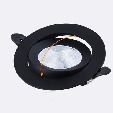 WKNHHL Recessed Lighting Housing Trim Kits Ultra Slim Led Embedded Downlight Black Aluminum Panel Ceiling Lights Round Ceiling Spotlight for Commercial Home,White Light_5W,Natur 360-degree adjustable round downlight.