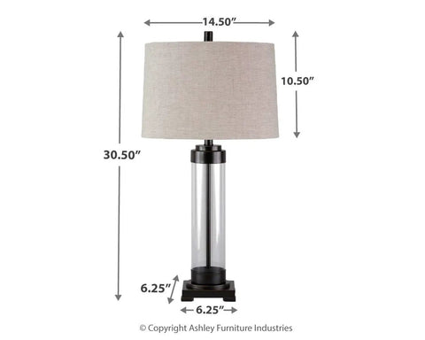 Industrial Glass Table Lamp With Drum Shade In Bronze Finish 30 Inch Modern Bedroom And Living Room Lighting measuring details