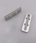 Two silver components from 4 Pack CNC Machined Anodized Aluminum Top Clamps For CNC Machine Replacement Hardware, top view