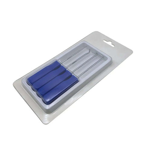 4 Piece Hook And Pick Tool Set Pro Grade Stainless Steel With PVC Ergonomic Non Slip Handles in sealed packaging
