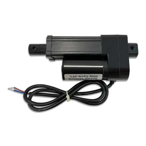 Smooth as Butter Silent Electric Linear Actuator 12V with 2 Inch Stroke Handles and wires for DIY home automation projects.