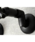Close-up of Two Handle Wall Mount Kitchen Faucet In Matte Black Finish With Ceramic Disc Cartridge, Adjustable Spout Center