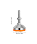 Top Notch Heavy Duty Adjustable Machine Levelers With Carbon Steel Caps And Grippy Rubber Bases For A Rock Solid Setup On Drill Presses And Lathes Pack Of Four shown with dimensions and design.