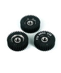Three black 36T nylon planetary gears with bearing for hub motor electric bike replacement parts kit, durable and low noise.