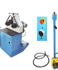 Professional Grade Industrial Strength Heavy Duty Pinch Roll Bender Machine For Rolling Pipe Flat And Round Steel With Knockout Performance And No Sweat Workshop Setup showing user controls and rolling section.