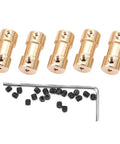 Kanasi brass shaft couplers; sleeve adapters for 2.3–4.0 mm shafts, set of 5 with screws and an L-shaped hex key