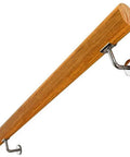 Premium Solid Wood Stair Handrail With Anti Slip Wall Mount Railing For Garage Steps Lofts And Basement Ramps Adjustable Cut To Size Grab Bar shown from side with iron brackets.