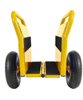 Heavy Duty Panel Dolly With 1000 Pound Capacity Rock Hard Steel Frame smooth rolling rubber tires viewed from the back.