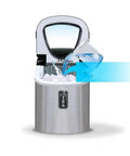 Countertop Ice Cube Maker 12kg Daily Yield fast chill unit with clear window, pouring water into stainless steel ice maker.