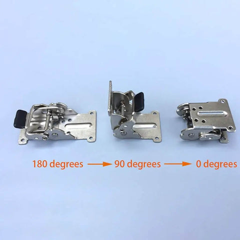 Self Locking Folding Hinges For Tables And Cabinets Silver Super Tough Heavy Duty hinges at 180, 90, and 0 degrees