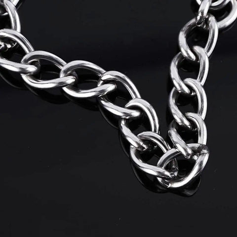 Heavy Duty Stainless Steel Door Security Chain Tough As Nails Anti Theft Holdup Lock close-up showing the thick links and shiny material.