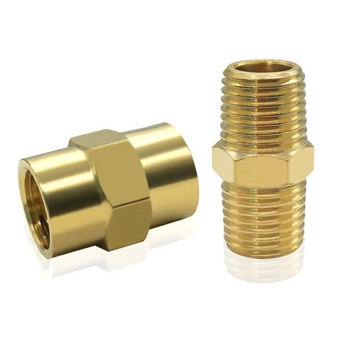 12 Piece Brass Pipe Fittings Set 3/8 In NPT Male And Female Hex Nipples Couplers, 3/8 Inch Threads
