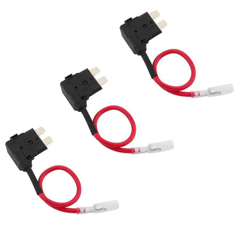 3 Pack Premium Acu Add-A-Circuit Fuse Tap Piggyback Blade Fuse Holder Kit with red wires and connectors, for 12Volt or 24Volt upgrades.